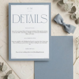 Classic Blue Monogrammed Wedding Information Card エンクロージャーカード