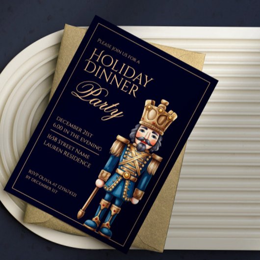 Classic blue nutcracker christmas invitation 招待状