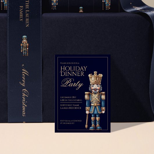 Classic blue nutcracker christmas invitation 招待状