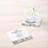 Classic Blue Our Little Wildflower 1st Birthday スクエアペーパーコースター (インサイチュ)