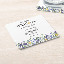 Classic Blue Our Little Wildflower 1st Birthday スクエアペーパーコースター