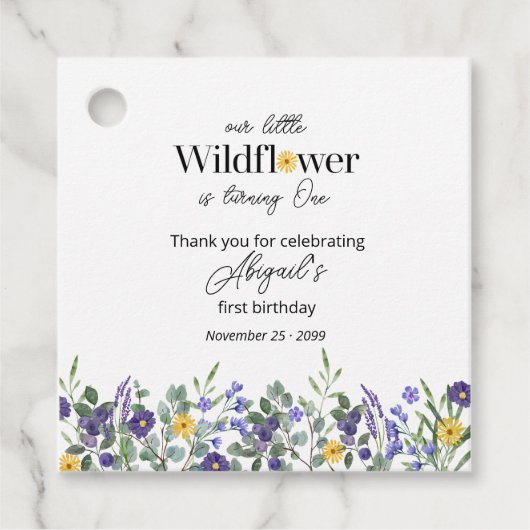 Classic Blue Our Little Wildflower 1st Birthday フェイバータグ (正面)