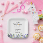 Classic Blue Our Little Wildflower 1st Birthday ペーパープレート (パーティー)