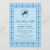 Classic Blue Plaid Race Horse Crest Derby Party 招待状 (正面)