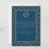Classic Blue Plaid Vintage Wreath Photo Christmas シーズンカード (裏面)