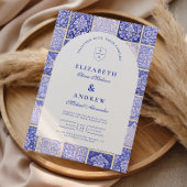 Classic Blue Porcelain Patchwork Wedding 招待状