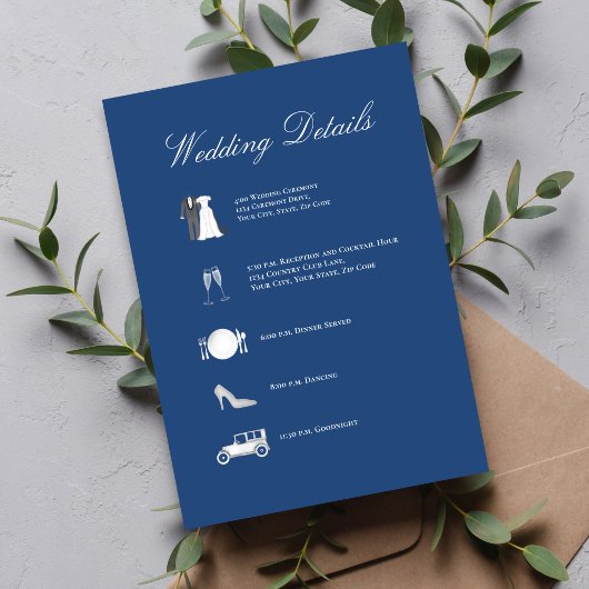 Classic Blue QR Code Wedding Details Card エンクロージャーカード