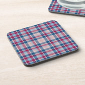 Classic Blue Red Plaid Pattern コースター (左側)