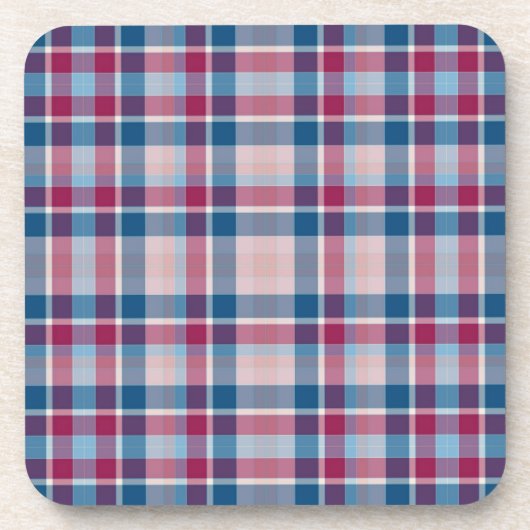 Classic Blue Red Plaid Pattern コースター (正面)