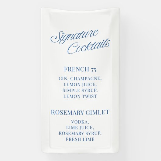 Classic Blue Script Wedding Signature Cocktails  横断幕 (縦)