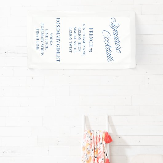 Classic Blue Script Wedding Signature Cocktails  横断幕 (インサイチュ)