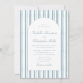 Classic Blue Stripe Arch Wedding Invitation 招待状 (正面)