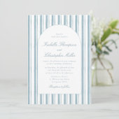 Classic Blue Stripe Arch Wedding Invitation 招待状 (スタンド正面)