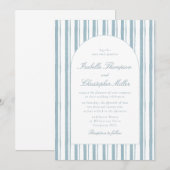 Classic Blue Stripe Arch Wedding Invitation 招待状 (正面/裏面)