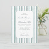 Classic Blue Stripe Elegant Wedding Invitation 招待状 (スタンド正面)