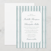 Classic Blue Stripe Elegant Wedding Invitation 招待状 (正面/裏面)