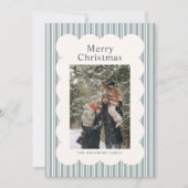 Classic Blue Stripe Photo Holiday Card シーズンカード (正面)