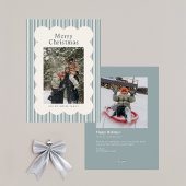 Classic Blue Stripe Photo Holiday Card シーズンカード