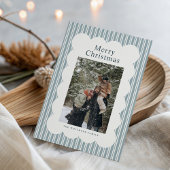 Classic Blue Stripe Photo Holiday Card シーズンカード