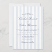 Classic Blue Stripe Preppy Wedding Invitation 招待状 (正面)