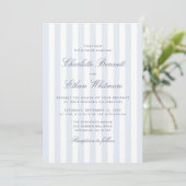 Classic Blue Stripe Preppy Wedding Invitation 招待状 (スタンド正面)