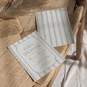 Classic Blue Striped Baby Shower Invitation 招待状
