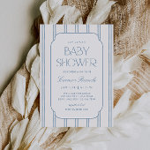 Classic Blue Striped Baby Shower Invitation 招待状