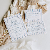 Classic Blue Striped Books for Baby エンクロージャーカード