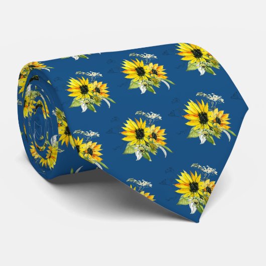 Classic Blue Sunflower Neck Tie ネクタイ (ロール)