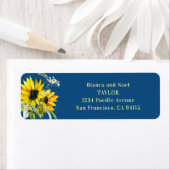 Classic Blue Sunflower Return Address Labels ラベル (インサイチュ)