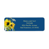 Classic Blue Sunflower Return Address Labels ラベル (正面)
