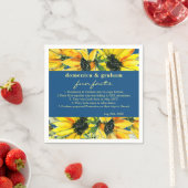 Classic Blue Sunflower Wedding Fun Facts Napkins スタンダードカクテルナプキン (インサイチュ)