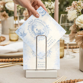 Classic Blue Toile Baby Shower スタンダードカクテルナプキン