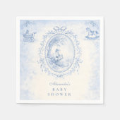 Classic Blue Toile Baby Shower スタンダードカクテルナプキン (正面)