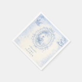 Classic Blue Toile Baby Shower スタンダードカクテルナプキン (角)
