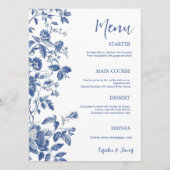 Classic Blue Toile Botanical Wedding Dinner メニュー (正面)