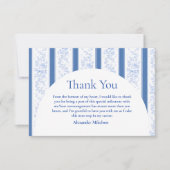 Classic Blue Toile Graduation Party サンキューカード (正面)