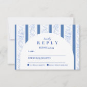 Classic Blue Toile Graduation Party 出欠カード (正面)