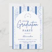 Classic Blue Toile Graduation Party 招待状 (正面)