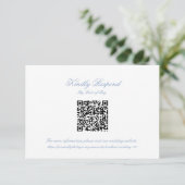 Classic Blue Wedding Monogram Crest QR RSVP Card (スタンド正面)