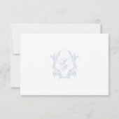 Classic Blue Wedding Monogram Crest QR RSVP Card (裏面)