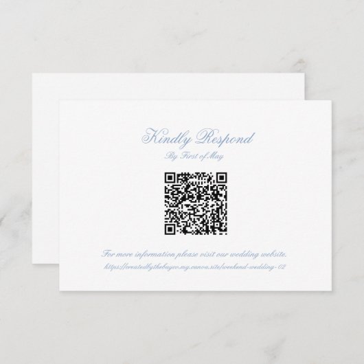Classic Blue Wedding Monogram Crest QR RSVP Card (正面/裏面)
