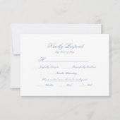 Classic Blue Wedding Monogram Crest Response Card 出欠カード (正面)
