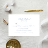 Classic Blue Wedding Monogram Crest Response Card 出欠カード