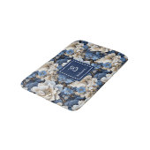 Classic Blue White Flowers Custom Name Bath Mat バスマット (アングル)
