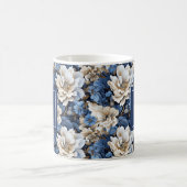 Classic Blue White Flowers Custom Name Coffee Mug コーヒーマグカップ (中央)
