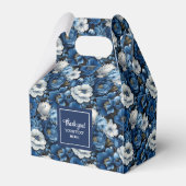 Classic Blue White Flowers Custom Name Favor Box フェイバーボックス (裏面サイド)