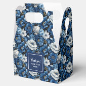 Classic Blue White Flowers Custom Name Favor Box フェイバーボックス (オープン)