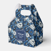 Classic Blue White Flowers Custom Name Favor Box フェイバーボックス (正面サイド)