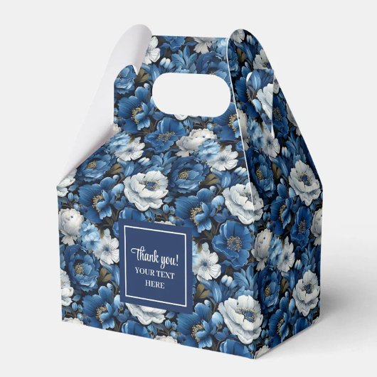 Classic Blue White Flowers Custom Name Favor Box フェイバーボックス